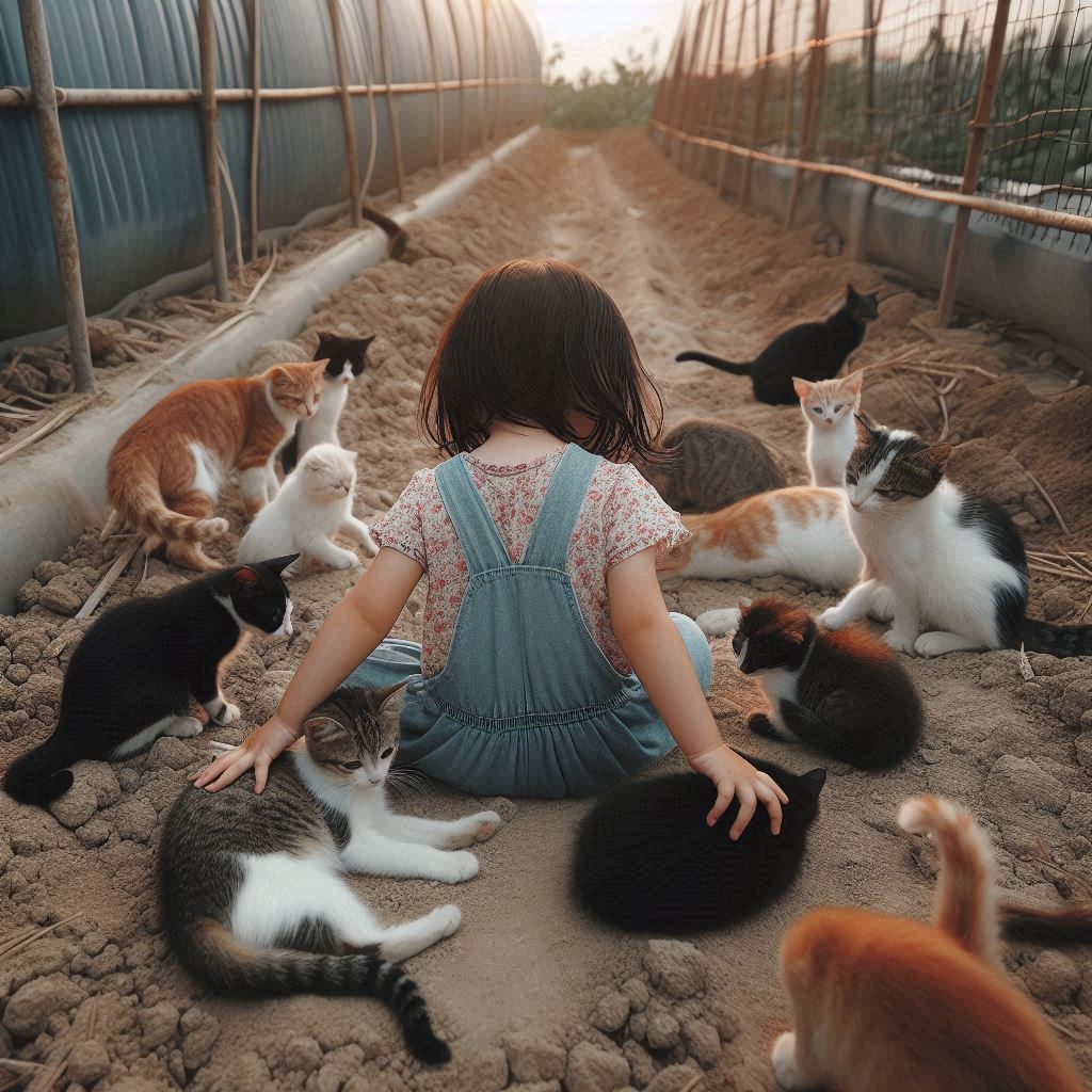 rodeada de gatos